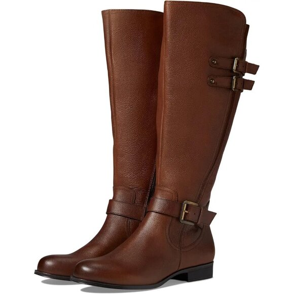 Naturalizer Shoes - Naturalizer Womens Jessie Knee High Leather Riding Boots Brown, Size 8W